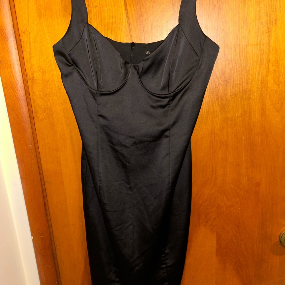 zara black midi dress